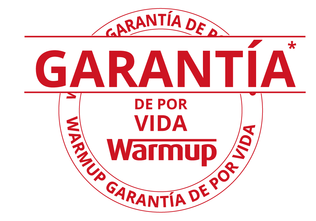 simbolo de garantia por vida de instalación de suelo radiante por agua Warmup instalación de suelo radiante hidráulico